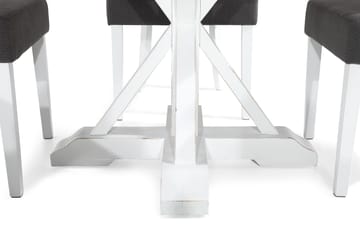 Lyon Spisegruppe Rund med 4 Viktoria Lenestoler - Tre/Hvit/Grå - Møbler - Bord - Spisegruppe