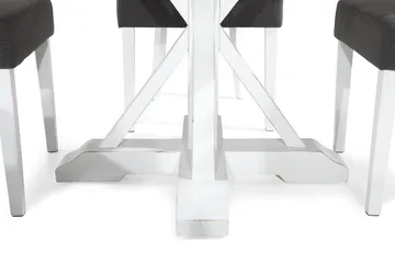 Lyon Spisegruppe Rund med 4 Viktoria Lenestoler - Tre/Hvit/Grå - Møbler - Bord - Spisegruppe