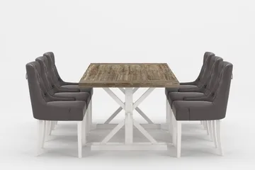 Lyon Premium Spisegruppe 200-290 cm + 6 Viktoria Stoler - Grå/Brun - Møbler - Bord - Spisegruppe