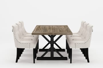 Lyon Premium Spisegruppe 200-290 cm + 6 Viktoria Stoler - Hvit/Brun - Møbler - Bord - Spisegruppe