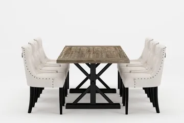 Lyon Premium Spisegruppe 200-290 cm + 6 Viktoria Stoler - Hvit/Brun - Møbler - Bord - Spisegruppe