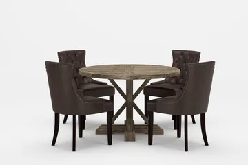 Lyon Premium Forlengningsbar Spisegruppe 120-160 cm+4 Tuva S - Mørkebrun/Brun - Møbler - Bord - Spisegruppe