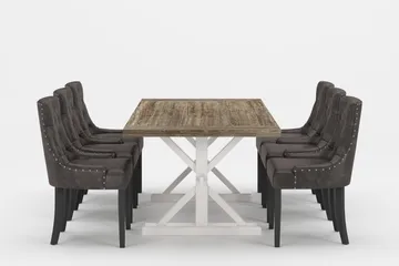 Lyon Premium Forlengningsbar Spisegruppe 200-290 cm+6 Tuva S - Grå/Brun - Møbler - Bord - Spisegruppe