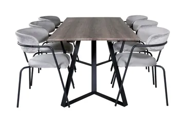 Malvina Spisegruppe 180 cm inkl. 6 Arcarazo Lenestoler - Grå/Svart - Møbler - Bord - Spisegruppe