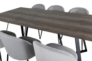 Malvina Spisegruppe 180 cm inkl. 6 Foyos Stoler - Grå/Svart - Møbler - Bord - Spisegruppe
