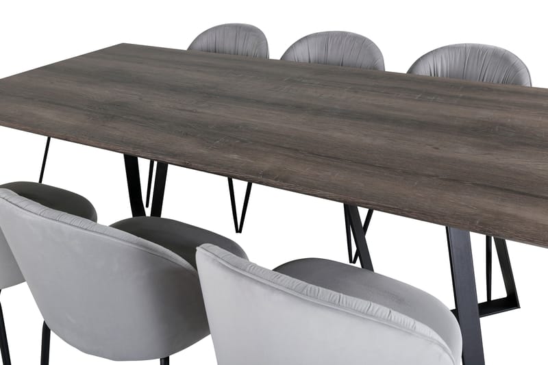Malvina Spisegruppe 180 cm inkl. 6 Foyos Stoler - Grå/Svart - Møbler - Bord - Spisegruppe