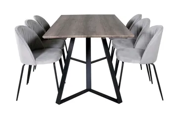 Malvina Spisegruppe 180 cm inkl. 6 Foyos Stoler - Grå/Svart - Møbler - Bord - Spisegruppe