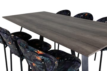 Malvina Spisegruppe 180 cm inkl. 6 Moncoll Stoler - Grå/Svart/Blå - Møbler - Bord - Spisegruppe