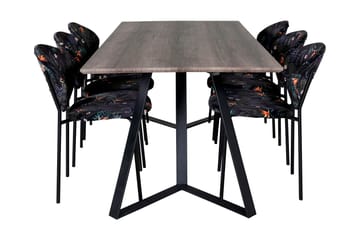 Malvina Spisegruppe 180 cm inkl. 6 Moncoll Stoler - Grå/Svart/Blå - Møbler - Bord - Spisegruppe