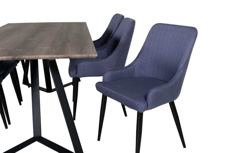 Malvina Spisegruppe 180 cm inkl. 6 Ridones Stoler - Grå/Svart/Blå - Møbler - Bord - Spisegruppe