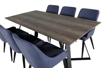Malvina Spisegruppe 180 cm inkl. 6 Ridones Stoler - Grå/Svart/Blå - Møbler - Bord - Spisegruppe