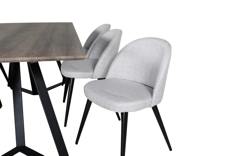 Malvina Spisegruppe 180 cm inkl. 6 Sedavi Stoler - Grå/Svart - Møbler - Bord - Spisegruppe