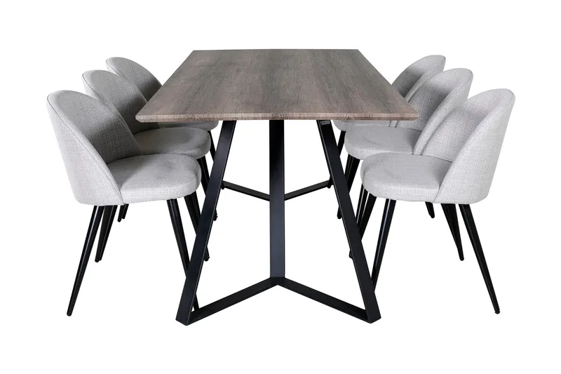 Malvina Spisegruppe 180 cm inkl. 6 Sedavi Stoler - Grå/Svart - Møbler - Bord - Spisegruppe