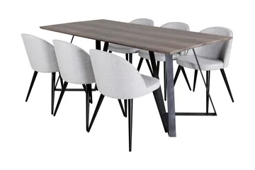 Malvina Spisegruppe 180 cm inkl. 6 Sedavi Stoler - Grå/Svart - Møbler - Bord - Spisegruppe