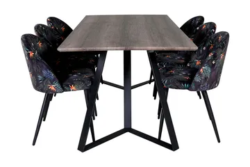 Malvina Spisegruppe 180 cm inkl. 6 Sedavi Stoler - Grå/Svart/Blå - Møbler - Bord - Spisegruppe