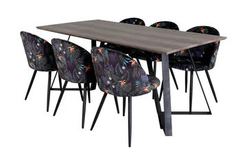 Malvina Spisegruppe 180 cm inkl. 6 Sedavi Stoler - Grå/Svart/Blå - Møbler - Bord - Spisegruppe