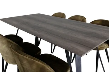 Malvina Spisegruppe 180 cm inkl. 6 Sedavi Stoler - Grå/Svart/Messing - Møbler - Bord - Spisegruppe