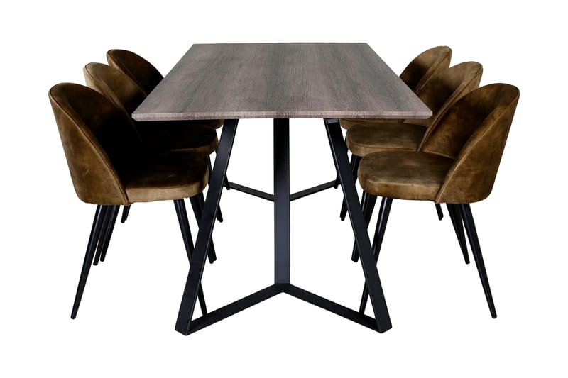 Malvina Spisegruppe 180 cm inkl. 6 Sedavi Stoler - Grå/Svart/Messing - Møbler - Bord - Spisegruppe