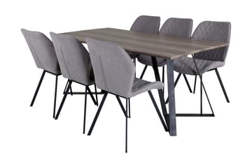 Malvina Spisegruppe 180 cm inkl. 6 Sumoas Stoler - Grå/Svart - Møbler - Bord - Spisegruppe