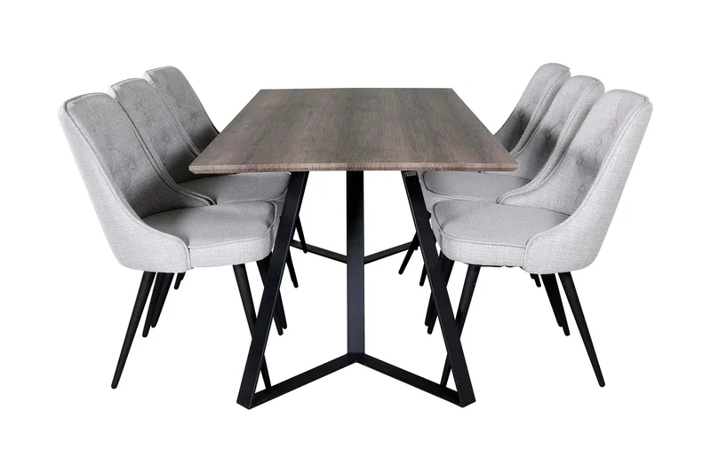 Malvina Spisegruppe 180 cm inkl. 6 Valera Stoler - Grå/Svart - Møbler - Bord - Spisegruppe