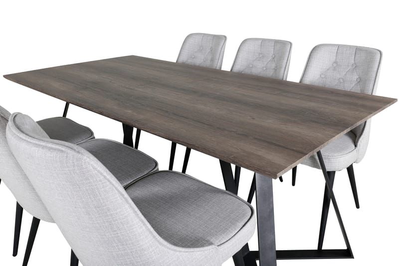 Malvina Spisegruppe 180 cm inkl. 6 Valera Stoler - Grå/Svart - Møbler - Bord - Spisegruppe