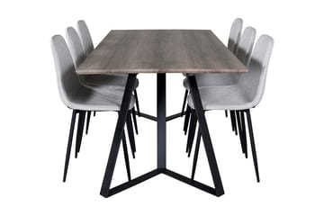 Malvina Spisegruppe 180 cm inkl. 6 Ypas Stoler - Grå/Svart - Møbler - Bord - Spisegruppe