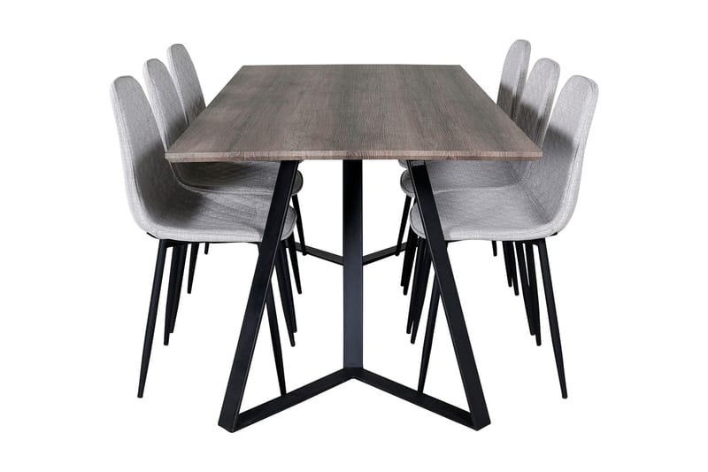 Malvina Spisegruppe 180 cm inkl. 6 Ypas Stoler - Grå/Svart - Møbler - Bord - Spisegruppe