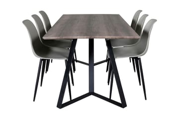 Malvina Spisegruppe 180 cm inkl. 6 Ypas Stoler - Grå/Svart - Møbler - Bord - Spisegruppe