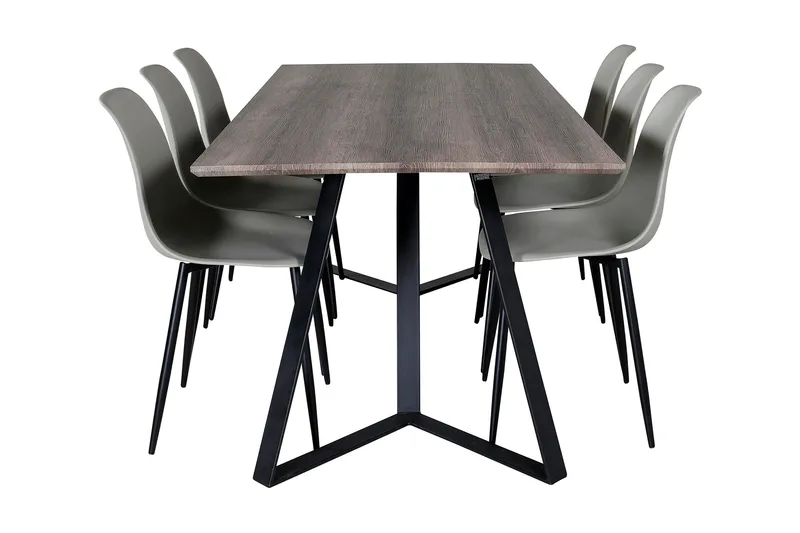 Malvina Spisegruppe 180 cm inkl. 6 Ypas Stoler - Grå/Svart - Møbler - Bord - Spisegruppe