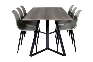 Malvina Spisegruppe 180 cm inkl. 6 Ypas Stoler - Grå/Svart - Møbler - Bord - Spisegruppe