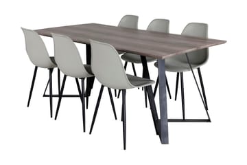 Malvina Spisegruppe 180 cm inkl. 6 Ypas Stoler - Grå/Svart - Møbler - Bord - Spisegruppe