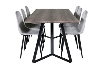Malvina Spisegruppe 180 cm inkl. 6 Ypas Stoler - Grå/Svart - Møbler - Bord - Spisegruppe