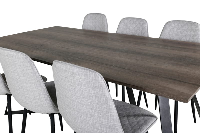 Malvina Spisegruppe 180 cm inkl. 6 Ypas Stoler - Grå/Svart - Møbler - Bord - Spisegruppe