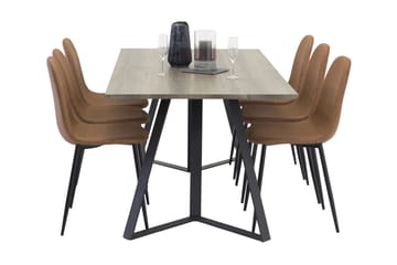 Malvina Spisegruppe med 6 Pontus Stoler - Grå/Svart/Brun - Møbler - Bord - Spisegruppe