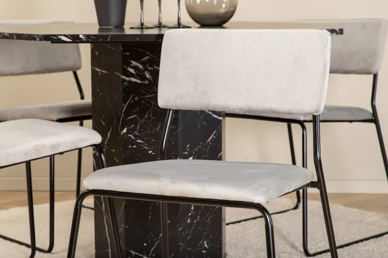 Marbs Rundt Spisebord med 4stk Kenth Spisestol - Møbler - Bord - Spisegruppe