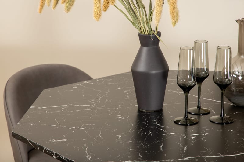 Marbs Rundt Spisebord med 4stk Velvet Spisestol - Møbler - Bord - Spisegruppe