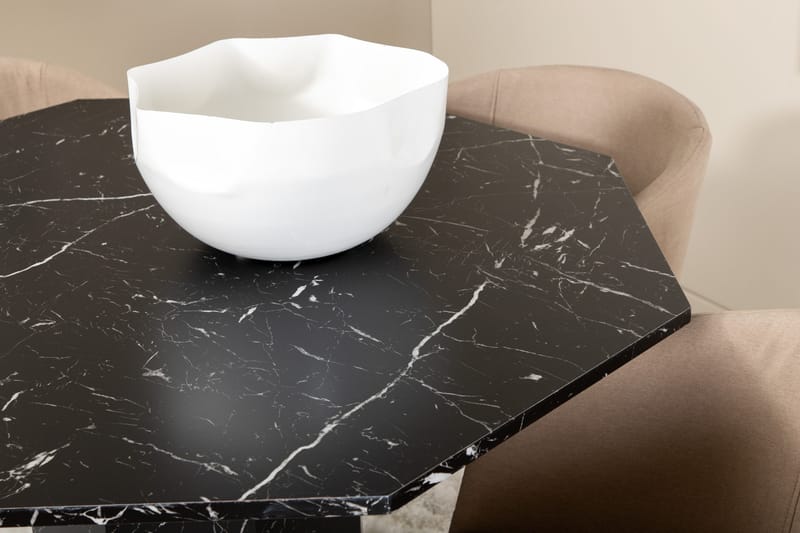 Marbs Spisegruppe 110 cm Rund inkl. 4 Berita Stoler - Svart/Beige - Møbler - Bord - Spisegruppe