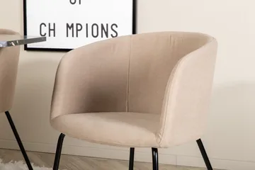 Marbs Spisegruppe 110 cm Rund inkl. 4 Berita Stoler - Svart/Beige - Møbler - Bord - Spisegruppe