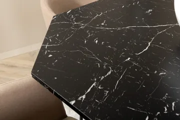 Marbs Spisegruppe 110 cm Rund inkl. 4 Berita Stoler - Svart/Beige - Møbler - Bord - Spisegruppe