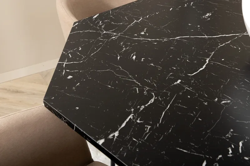 Marbs Spisegruppe 110 cm Rund inkl. 4 Berita Stoler - Svart/Beige - Møbler - Bord - Spisegruppe