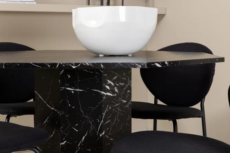 Marbs Spisegruppe 110 cm Rund inkl. 4 Moncoll Stoler - Svart - Møbler - Bord - Spisegruppe