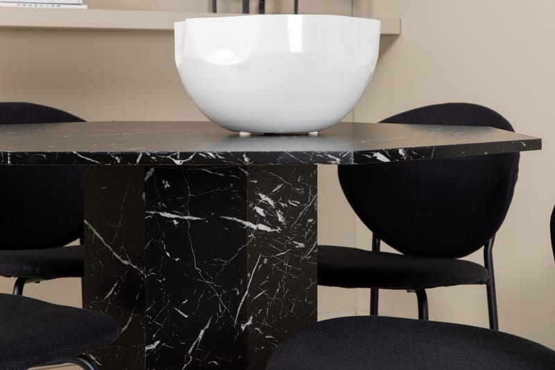 Marbs Spisegruppe 110 cm Rund inkl. 4 Moncoll Stoler - Svart - Møbler - Bord - Spisegruppe