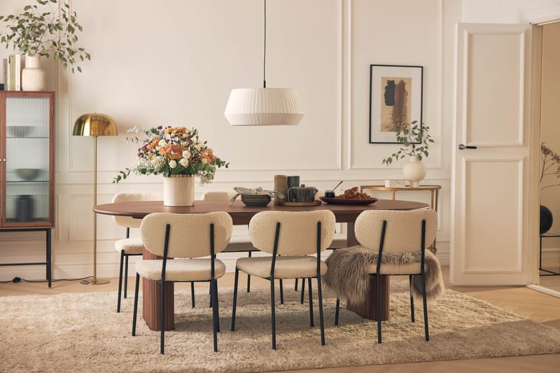 Noira Ovalt Spisebord 220 cm Valnøtt med 6 Gemmiano Spisestoler - Brun - Møbler - Bord - Spisegruppe