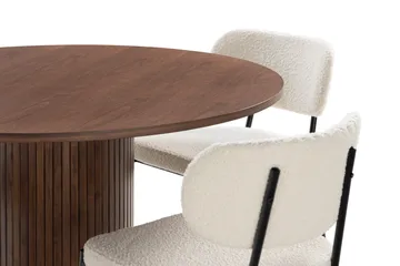 Noira Spisebord 120 cm Valnøtt Rundt med 4 Gemmiano Spisestoler - Brun - Møbler - Bord - Spisegruppe