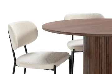 Noira Spisebord 120 cm Valnøtt Rundt med 4 Gemmiano Spisestoler - Brun - Møbler - Bord - Spisegruppe