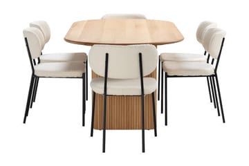 Noira Spisebord 220 cm Eik med 6 Gemmiano Spisestoler - Natur - Møbler - Bord - Spisegruppe