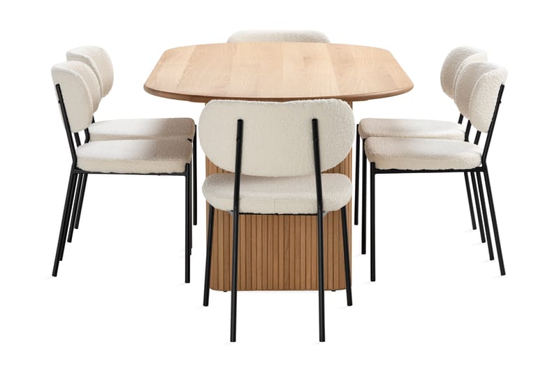 Noira Spisebord 220 cm Eik med 6 Gemmiano Spisestoler - Natur - Møbler - Bord - Spisegruppe