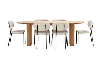 Noira Spisebord 220 cm Eik med 6 Gemmiano Spisestoler - Natur - Møbler - Bord - Spisegruppe