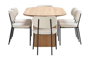 Noira Spisebord 220 cm Eik med 6 Gemmiano Spisestoler - Natur - Møbler - Bord - Spisegruppe