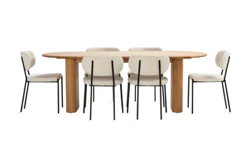 Noira Spisebord 220 cm Eik med 6 Gemmiano Spisestoler - Natur - Møbler - Bord - Spisegruppe